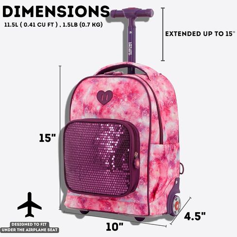 J World New York Kids' Sparkle Rolling Backpack in Saudi Arabia