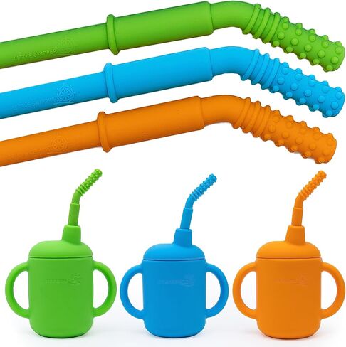 Silicone Cup With Straw Baby Sippy Cups 6-12 Months | Tough Chewable Teething Training Straw Cups for Babies, Soft Infant Cup for Small Hands. Baby Cup Sippy Cups for Baby 6+ Months in Saudi Arabia