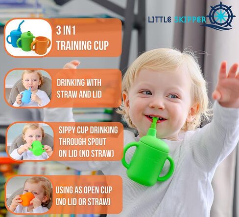 Silicone Cup With Straw Baby Sippy Cups 6-12 Months | Tough Chewable Teething Training Straw Cups for Babies, Soft Infant Cup for Small Hands. Baby Cup Sippy Cups for Baby 6+ Months in Saudi Arabia
