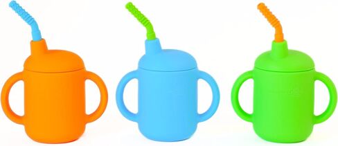Silicone Cup With Straw Baby Sippy Cups 6-12 Months | Tough Chewable Teething Training Straw Cups for Babies, Soft Infant Cup for Small Hands. Baby Cup Sippy Cups for Baby 6+ Months in Saudi Arabia