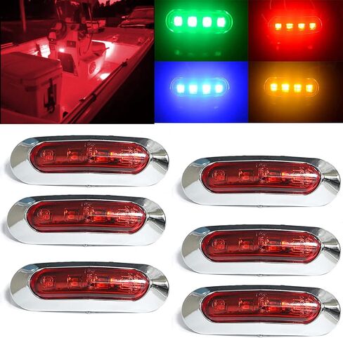 6 قطعة LED أضواء قارب البحرية ، 12 فولت مقاوم للماء الأحمر الداخلية مجاملة قطاع ضوء سطح السفينة أضواء الملاحة ليلة الصيد السباحة in Kuwait