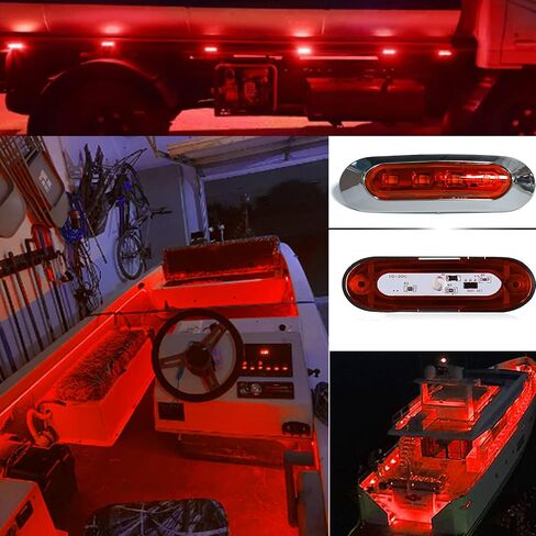 6 قطعة LED أضواء قارب البحرية ، 12 فولت مقاوم للماء الأحمر الداخلية مجاملة قطاع ضوء سطح السفينة أضواء الملاحة ليلة الصيد السباحة in Kuwait