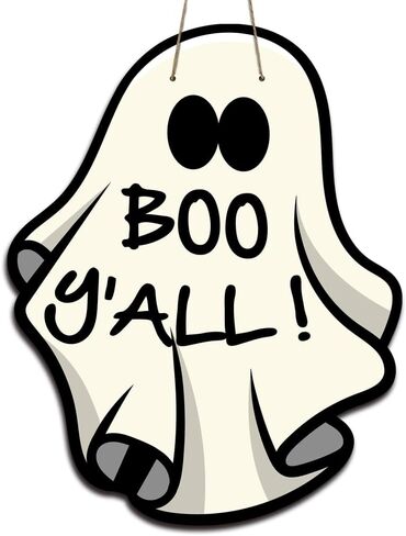 Happy Halloween Boo Y'all Spooky ريفي الخشب علامة ترحيب الخشب شنقا لوحة علامات للمنزل مزرعة الباب الأمامي جدار ديكور الخريف داخلي في الهواء الطلق لوازم حفلات الهالوين 10 × 8 بوصة in Kuwait