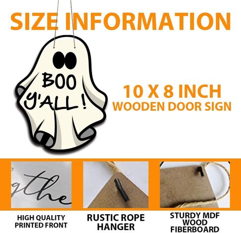 Happy Halloween Boo Y'all Spooky ريفي الخشب علامة ترحيب الخشب شنقا لوحة علامات للمنزل مزرعة الباب الأمامي جدار ديكور الخريف داخلي في الهواء الطلق لوازم حفلات الهالوين 10 × 8 بوصة in Kuwait