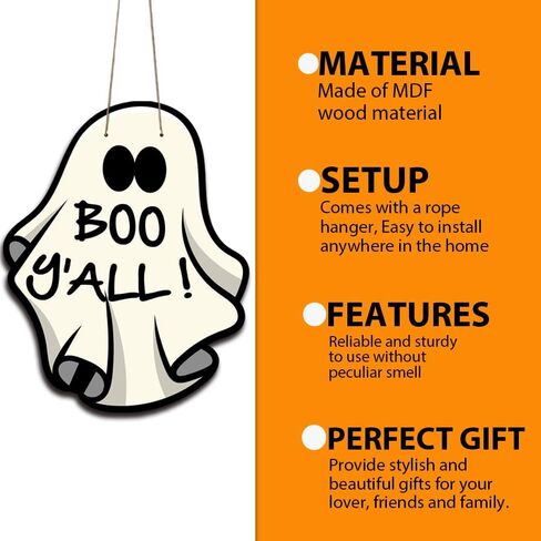 Happy Halloween Boo Y'all Spooky ريفي الخشب علامة ترحيب الخشب شنقا لوحة علامات للمنزل مزرعة الباب الأمامي جدار ديكور الخريف داخلي في الهواء الطلق لوازم حفلات الهالوين 10 × 8 بوصة in Kuwait
