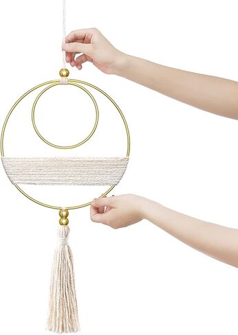 Mkono 2 Pcs Small Macrame Wall Hanging Boho Decor Cute Home Art Ornament with Gold Metal Ring for Bedroom Living Room Nursery Bathroom, 15''H x 10''W and 14''H x 8''W, Small in Saudi Arabia