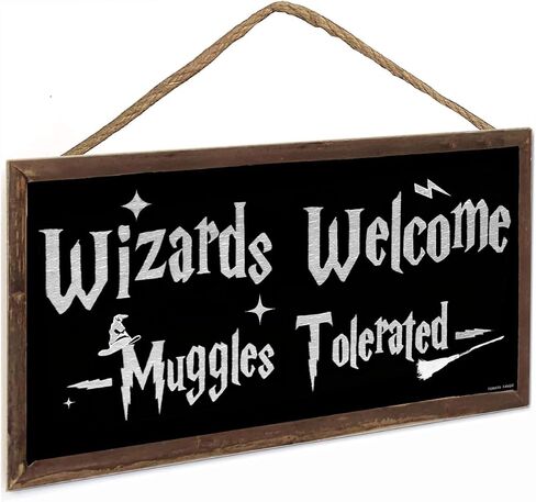 Wizards Welcome Muggles Tolerated Sign Room Decor,Home Decor,Wizardry Theme Door Wall Hanging Wood Plaques Magic Christmas Gifts 6"x12" (US-G140) in Saudi Arabia