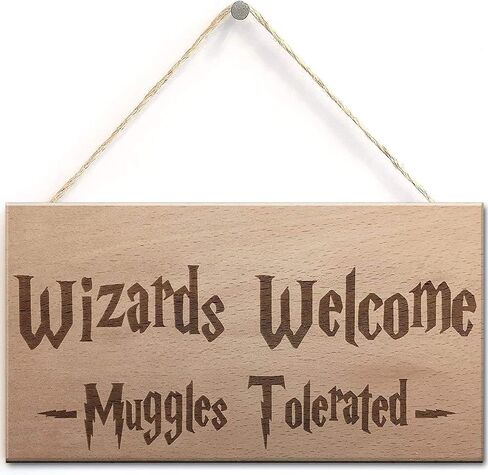 Wizards Welcome Muggles Tolerated Sign Room Decor,Home Decor,Wizardry Theme Door Wall Hanging Wood Plaques Magic Christmas Gifts 6"x12" (US-G140) in Saudi Arabia