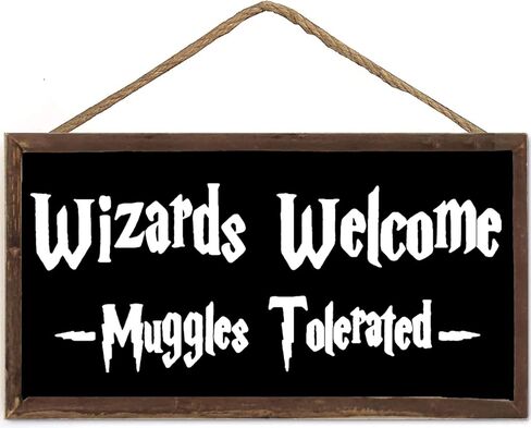 Wizards Welcome Muggles Tolerated Sign Room Decor,Home Decor,Wizardry Theme Door Wall Hanging Wood Plaques Magic Christmas Gifts 6"x12" (US-G140) in Saudi Arabia