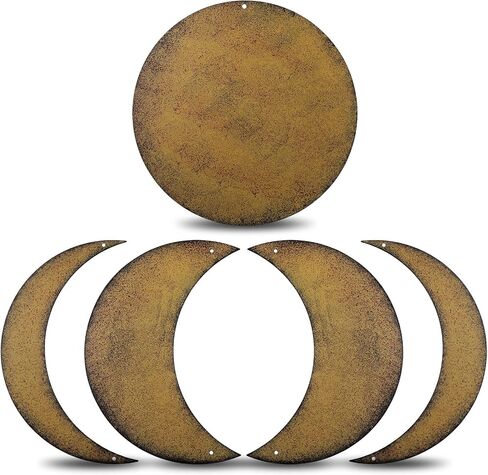 5 Pieces metal moon phase wall decor Rusty Moon Distressed Country Primitive Home Decor boho Wall Art rusty cresent moon Rustic Vintage Farmhouse Hanging Decoration for Home Living Room Bedroom in Saudi Arabia