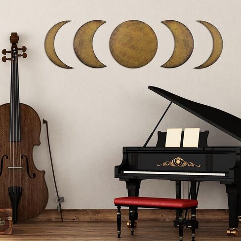 5 Pieces metal moon phase wall decor Rusty Moon Distressed Country Primitive Home Decor boho Wall Art rusty cresent moon Rustic Vintage Farmhouse Hanging Decoration for Home Living Room Bedroom in Saudi Arabia