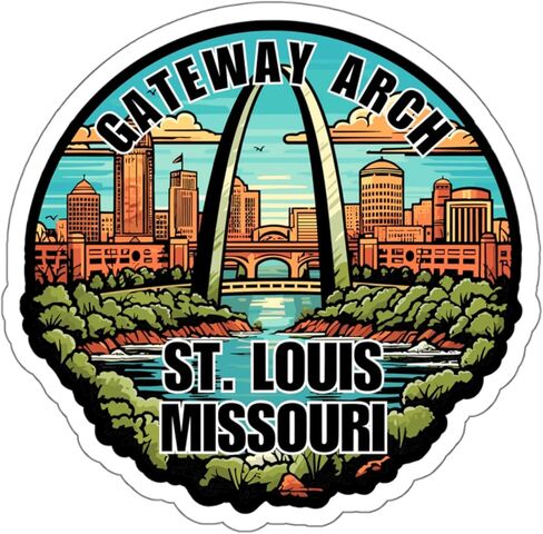 Gateway Arch St. Louis Missouri Sticker Decal Vinyl Small Waterproof for Water Bottle Mug Passport Book Scrapbook Notebook Laptop Tumbler Skateboard Computer Phone Size 4" in Saudi Arabia