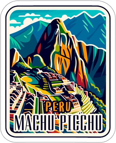 Machu Picchu Peru Sticker Weatherproof Vintage Decal Vinyl Small Waterproof for Water Bottle Mug Passport Scrapbook Notebook Laptop Tumbler Skateboard Computer Phone 4" in Saudi Arabia