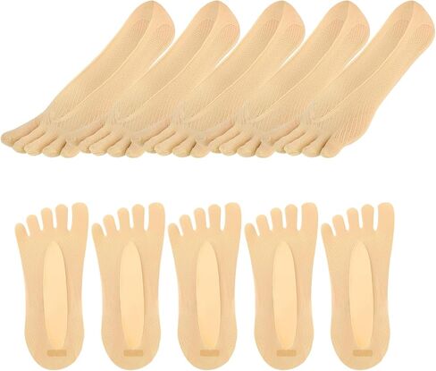 5 Pairs Toe Socks No Show Low Cut Toe Socks Women Five Finger Liner Socks Non-Slip Toe Socks for Women Girls (Skin Color) in Saudi Arabia