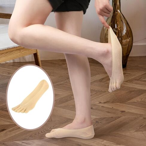 5 Pairs Toe Socks No Show Low Cut Toe Socks Women Five Finger Liner Socks Non-Slip Toe Socks for Women Girls (Skin Color) in Saudi Arabia