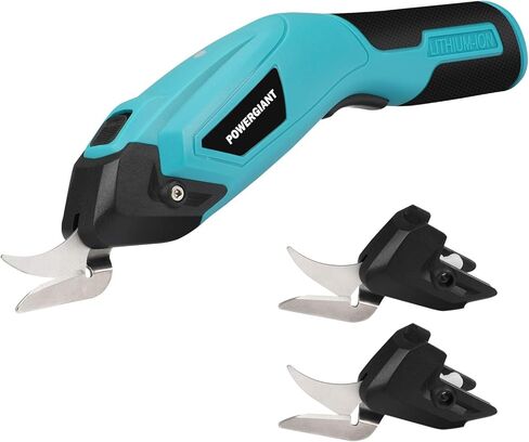 مقص كهربائي لاسلكي، مقص كهربائي قوي لقطع القماش والكرتون واللوحة الكريستالية والقماش والجلد والسجاد والورق - أدوات قص كهربائية/مقص مع شفرتين إضافيتين (أزرق) in Kuwait