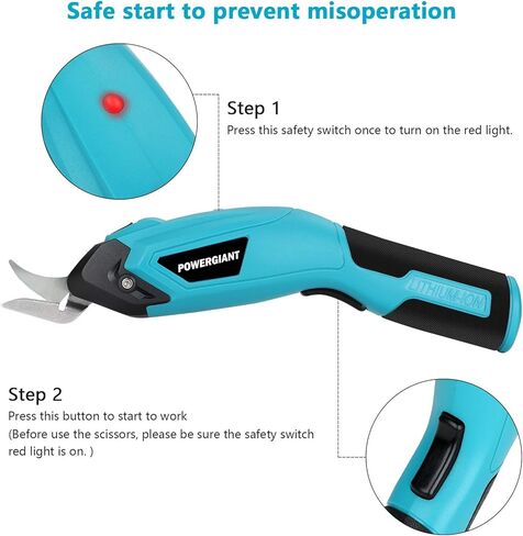 مقص كهربائي لاسلكي، مقص كهربائي قوي لقطع القماش والكرتون واللوحة الكريستالية والقماش والجلد والسجاد والورق - أدوات قص كهربائية/مقص مع شفرتين إضافيتين (أزرق) in Kuwait