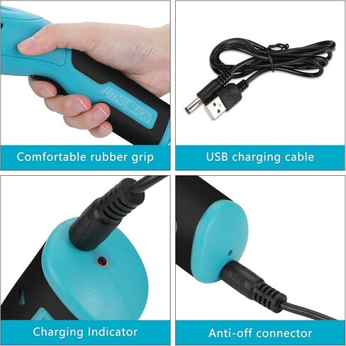 مقص كهربائي لاسلكي، مقص كهربائي قوي لقطع القماش والكرتون واللوحة الكريستالية والقماش والجلد والسجاد والورق - أدوات قص كهربائية/مقص مع شفرتين إضافيتين (أزرق) in Kuwait