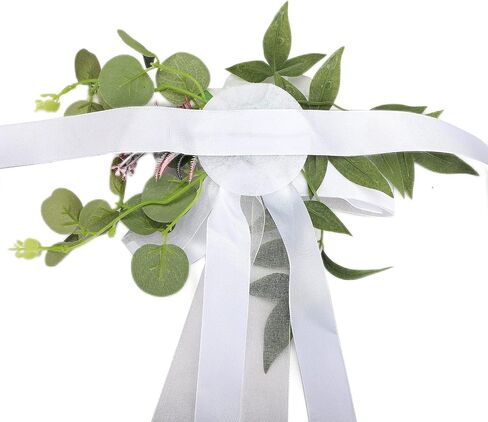 DULRLLY 6PCS Wedding Aisle Chair Decorations Church Chair Bench Pew Flower Bows for Wedding White Rose Chair Back Floral with Leaves and Ribbons Wedding Aisle Chair Flowers for Ceremony Party (Blue) in Saudi Arabia