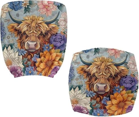 Highland Cow Office Chair Covers Stretchable 2 Piece Flowy Floral Office Chair Seat Covers Boho Computer Chair Cover Mandara Chair Covers in Saudi Arabia