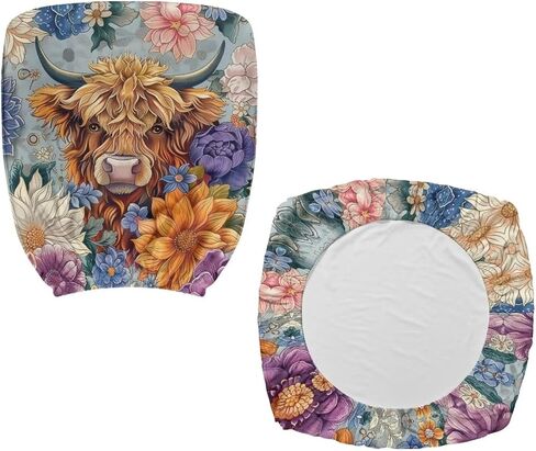 Highland Cow Office Chair Covers Stretchable 2 Piece Flowy Floral Office Chair Seat Covers Boho Computer Chair Cover Mandara Chair Covers in Saudi Arabia