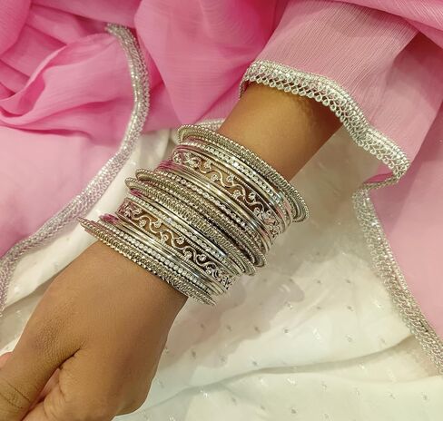 Efulgenz Boho Bohemian Bangle Set Indian Oxidized Bangle Bracelet Set for Women CZ Crystal Antique Bangle Set Plain Metal Bangles Set Fashion Statement Jewelry for Women in Saudi Arabia