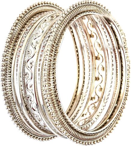 Efulgenz Boho Bohemian Bangle Set Indian Oxidized Bangle Bracelet Set for Women CZ Crystal Antique Bangle Set Plain Metal Bangles Set Fashion Statement Jewelry for Women in Saudi Arabia