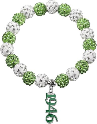 CENWA Sorority Bracelet Gift Green and White Beads Bracelet Sorority Bracelet Greek Sorority Jewelry Graduation Gift for Her in Saudi Arabia