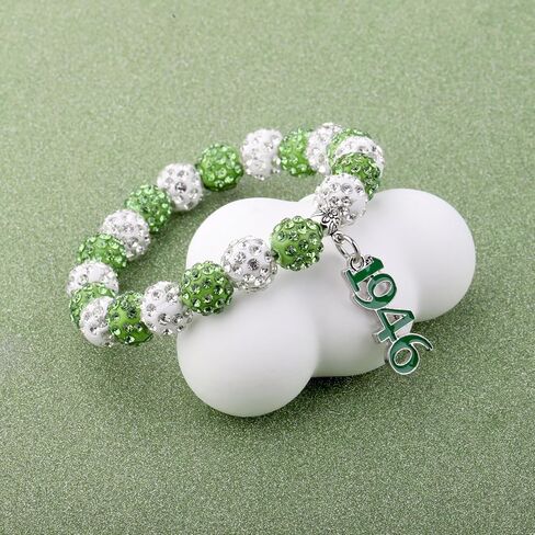 CENWA Sorority Bracelet Gift Green and White Beads Bracelet Sorority Bracelet Greek Sorority Jewelry Graduation Gift for Her in Saudi Arabia