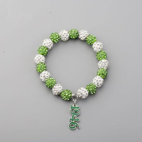 CENWA Sorority Bracelet Gift Green and White Beads Bracelet Sorority Bracelet Greek Sorority Jewelry Graduation Gift for Her in Saudi Arabia