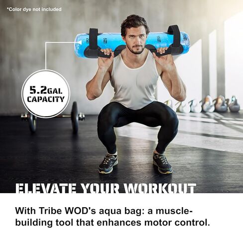Tribe WOD Aqua Bags - Transparent Water Tidal Tank for Dynamic Training - Portable Stability Fitness Equipment for Core Workouts, Boxing, and Strength Practice - Adjustable 8Hx28.7Lx8W Inch in Kuwait