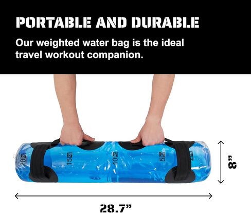 Tribe WOD Aqua Bags - Transparent Water Tidal Tank for Dynamic Training - Portable Stability Fitness Equipment for Core Workouts, Boxing, and Strength Practice - Adjustable 8Hx28.7Lx8W Inch in Kuwait