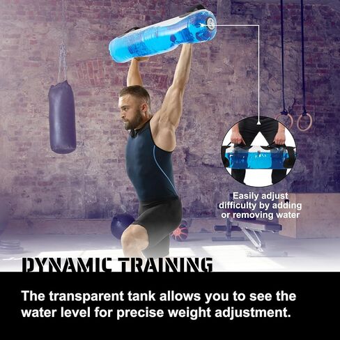 Tribe WOD Aqua Bags - Transparent Water Tidal Tank for Dynamic Training - Portable Stability Fitness Equipment for Core Workouts, Boxing, and Strength Practice - Adjustable 8Hx28.7Lx8W Inch in Kuwait