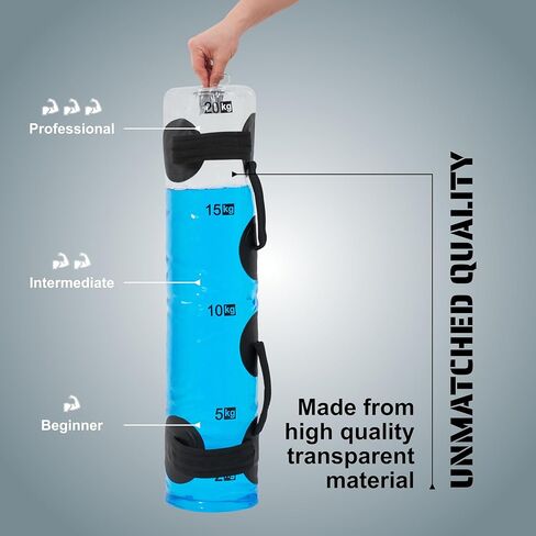 Tribe WOD Aqua Bags - Transparent Water Tidal Tank for Dynamic Training - Portable Stability Fitness Equipment for Core Workouts, Boxing, and Strength Practice - Adjustable 8Hx28.7Lx8W Inch in Kuwait