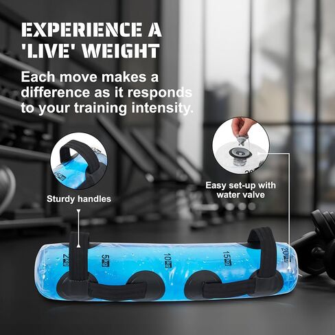 Tribe WOD Aqua Bags - Transparent Water Tidal Tank for Dynamic Training - Portable Stability Fitness Equipment for Core Workouts, Boxing, and Strength Practice - Adjustable 8Hx28.7Lx8W Inch in Kuwait