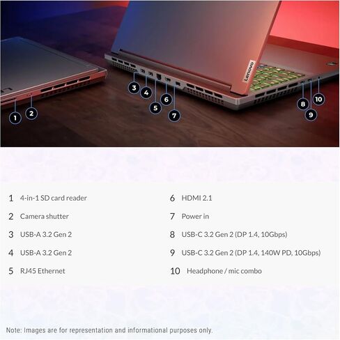 Lenovo Legion Slim 5 Gen 9 Laptop, AMD Ryzen 7 7735HS, 64 GB DDR5 Ram, 2 TB PCle SSD, 16" WQXGA (2560x1600), Nvidia Geforce RTX 4070, W11 Home in Saudi Arabia