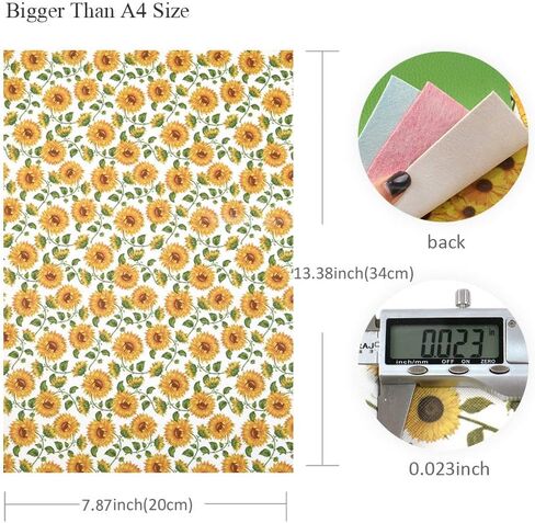 David Angie Sunflowers Printed Faux Leather Sheet PU Grain Textured Synthetic Leather Sheet Assorted 6 Pcs 7.7" x 12.9" (20 cm x 33 cm) for Earrings Headbands Making (Sunflower) in Saudi Arabia