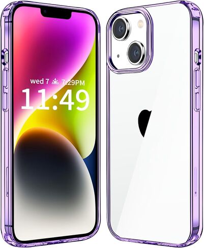 JJGoo متوافق مع حافظة iPhone 14 Plus، حافظة هاتف شفافة غير صفراء مقاومة للصدمات لهاتف Apple iPhone 14 Plus، غطاء واقٍ خلفي صلب نحيف مضاد للخدش من البولي كربونات 2022 in Kuwait