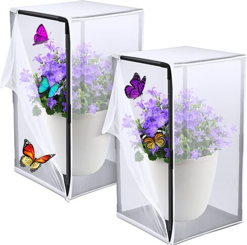 2 Pcs Monarch Butterfly Habitat Cage 30 Inch Tall Butterfly Enclosure Butterfly Hatching Kit Breathable Butterfly Mesh Cage with Sturdy PVC Frame Large Opening Door with Zipper for Hatching Butterfly in Saudi Arabia