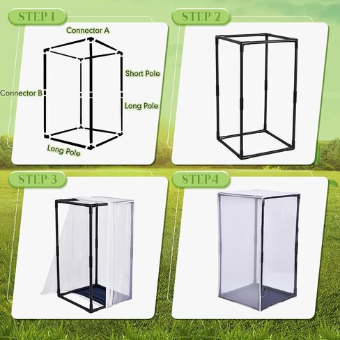 2 Pcs Monarch Butterfly Habitat Cage 30 Inch Tall Butterfly Enclosure Butterfly Hatching Kit Breathable Butterfly Mesh Cage with Sturdy PVC Frame Large Opening Door with Zipper for Hatching Butterfly in Saudi Arabia