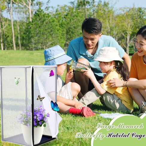 2 Pcs Monarch Butterfly Habitat Cage 30 Inch Tall Butterfly Enclosure Butterfly Hatching Kit Breathable Butterfly Mesh Cage with Sturdy PVC Frame Large Opening Door with Zipper for Hatching Butterfly in Saudi Arabia