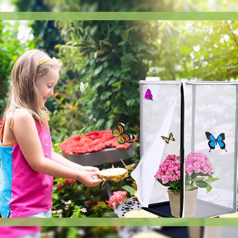 2 Pcs Monarch Butterfly Habitat Cage 30 Inch Tall Butterfly Enclosure Butterfly Hatching Kit Breathable Butterfly Mesh Cage with Sturdy PVC Frame Large Opening Door with Zipper for Hatching Butterfly in Saudi Arabia