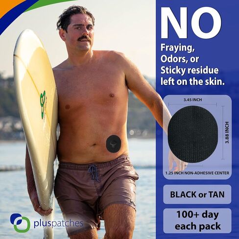 CGM Tape Covers for Medtronic Guardian (10pk) - Waterproof Adhesive Patches with Strong Hold and Snug Fit for Diabetes Glucose Monitor | 10-14 Day Sensitive Skin Protection | USA (Black) in Saudi Arabia