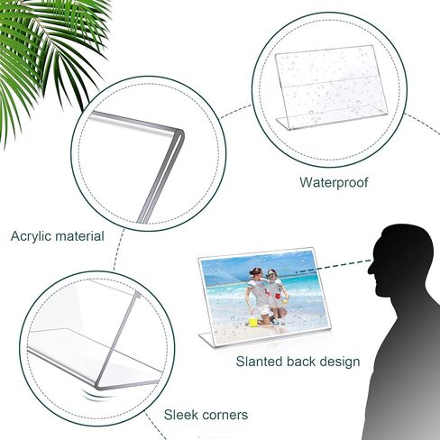 48 Pack Clear Photo Booth Frames 5.9 x 4 Inch Acrylic Sign Holders Slanted Back Clear Picture Frames L-shape Horizontal Self Standing Photo Sign Display Sign Holder with Insert for Home Office Store in Saudi Arabia