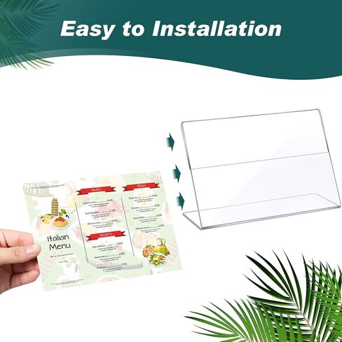 48 Pack Clear Photo Booth Frames 5.9 x 4 Inch Acrylic Sign Holders Slanted Back Clear Picture Frames L-shape Horizontal Self Standing Photo Sign Display Sign Holder with Insert for Home Office Store in Saudi Arabia