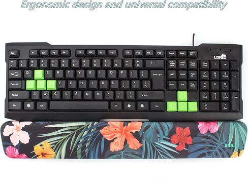 BRILA Memory Foam Keyboard Wrist Rest Support Pad Cushion – Ergonomic Slope Design - Wrist Support for Office Work and PC Gaming Easy Typing & Anti-Fatigue (Floral Leaves) in Saudi Arabia