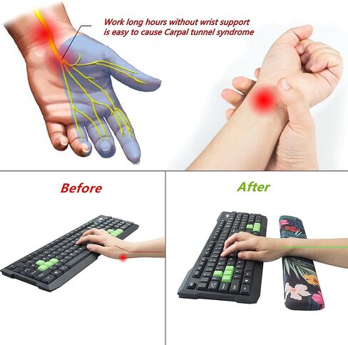 BRILA Memory Foam Keyboard Wrist Rest Support Pad Cushion – Ergonomic Slope Design - Wrist Support for Office Work and PC Gaming Easy Typing & Anti-Fatigue (Floral Leaves) in Saudi Arabia