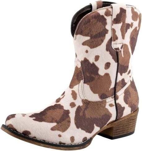 ROPER Womens Emma Snip Toe Casual Boots Ankle Low Heel 1-2" - White in Saudi Arabia
