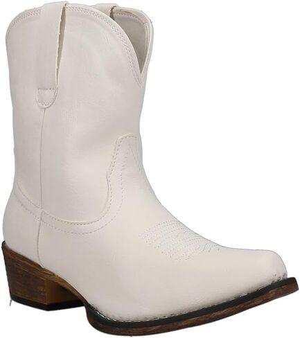 ROPER Womens Emma Snip Toe Casual Boots Ankle Low Heel 1-2" - White in Saudi Arabia