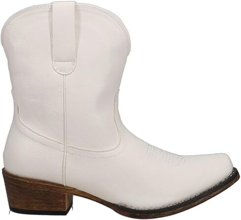 ROPER Womens Emma Snip Toe Casual Boots Ankle Low Heel 1-2" - White in Saudi Arabia